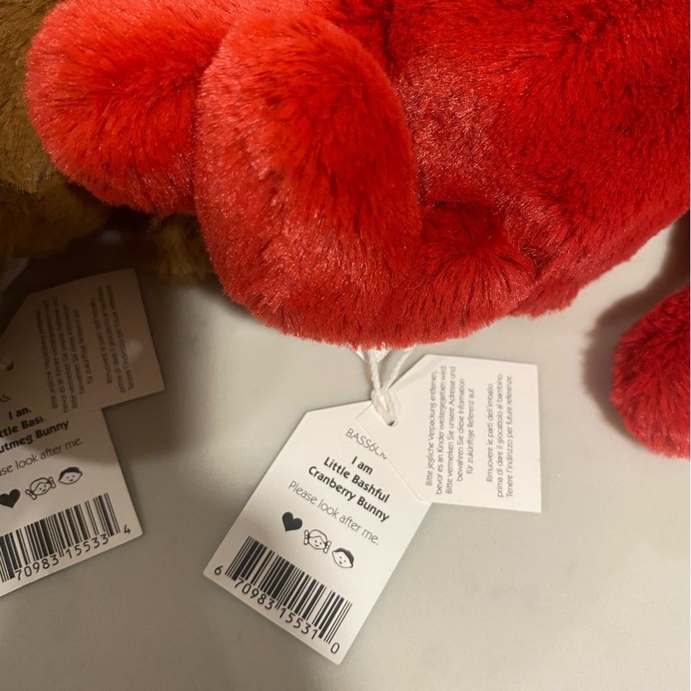 NWT Retired Jellycat Bashful Bunny Holiday Trio - cranberry, nutmeg, and ivy - Picture 4 of 11